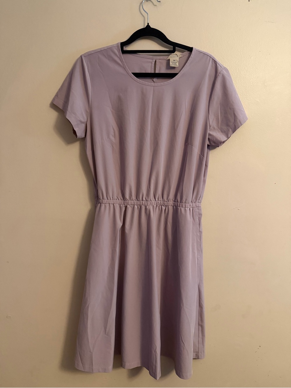 Duluth Trading Co Lavender Short-Sleeve Elastic-Waist Midi Dress